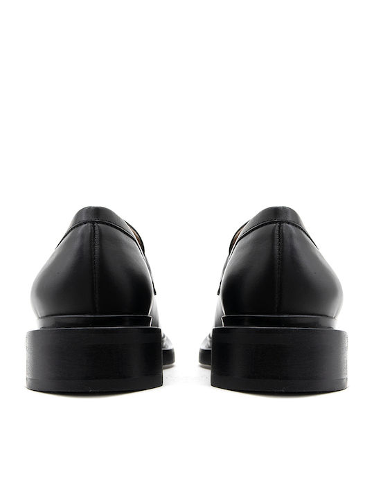Leder Damen Mokassins in Schwarz Farbe