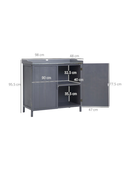 Δίφυλλη Ντουλάπα Ξύλινη με 2 Ράφια 98x48x95.5εκ.