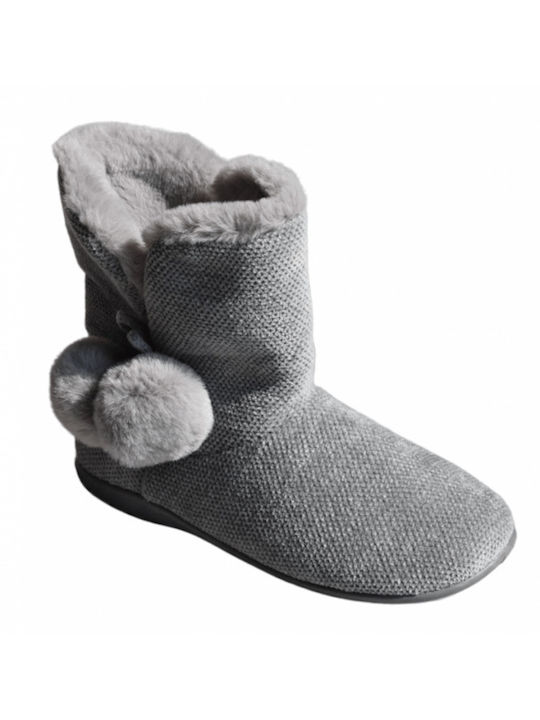 Papuci Pentru Femei Botine Cu Blană Gri