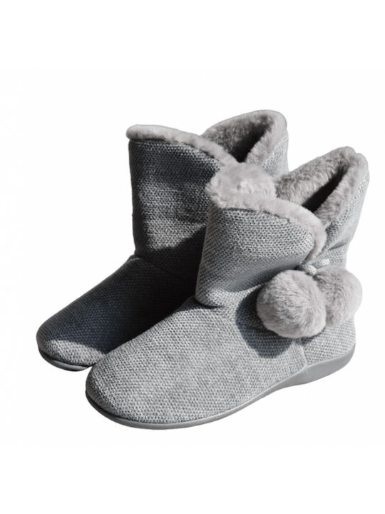 Papuci Pentru Femei Botine Cu Blană Gri