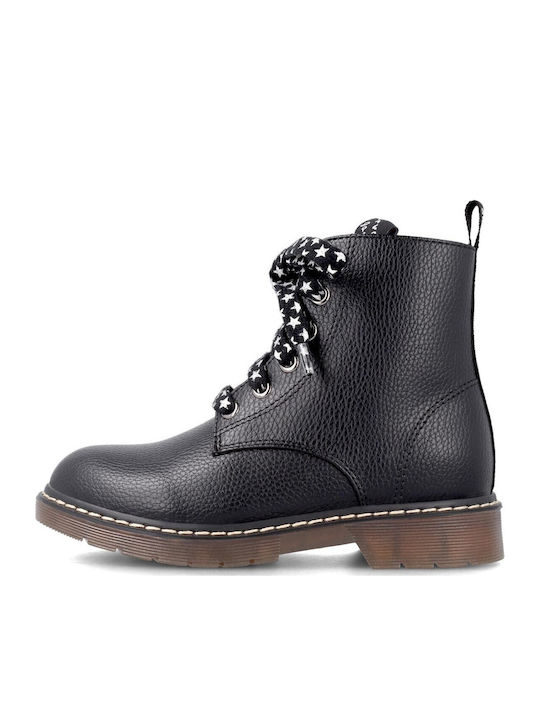 Leather Kids Boots with Laces Black
