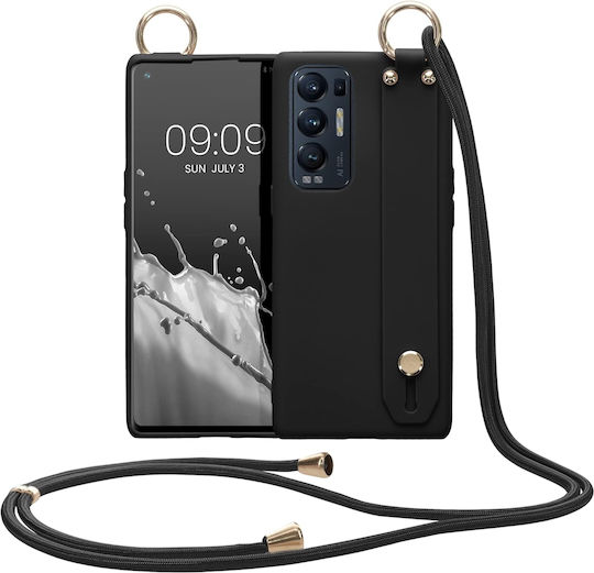 KWmobile Back Cover Σιλικόνης 1.3mm με Λουράκι Μαύρο (OPPO Find X3 Neo)