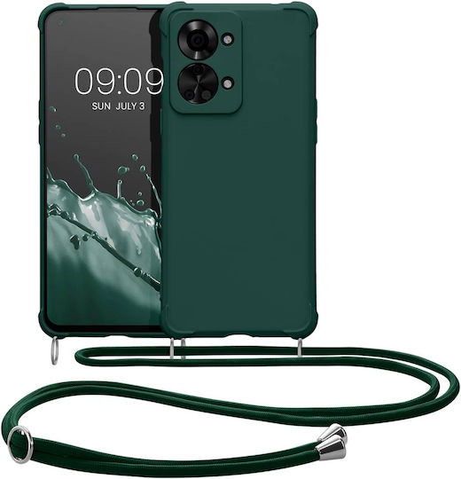 KWmobile Matte Задна корица Силикон с Каишка Зелен (OnePlus Nord 2T)