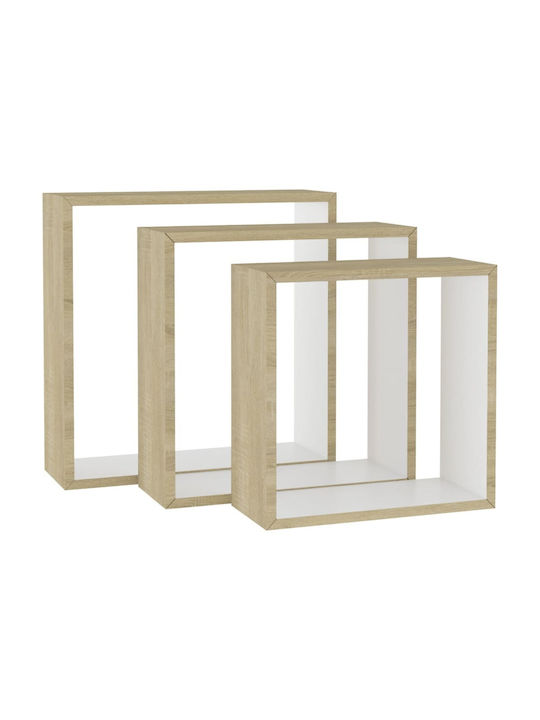 Corner Shelves Wall White and Sonoma Oak 3pcs 30x10x30cm