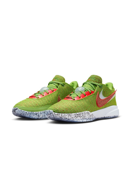 Nike Lebron 20 Low Basketball Shoes Green Apple / Reflect Silver / University Red / Bright Crimson / Blue Chill