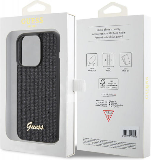 Guess Disco Metal Script Back Cover Metallic Black (iPhone 15 Plus)