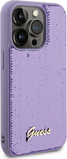 Guess Script Logo Umschlag Rückseite Metallisch Lila (Apple iPhone 15 Pro)