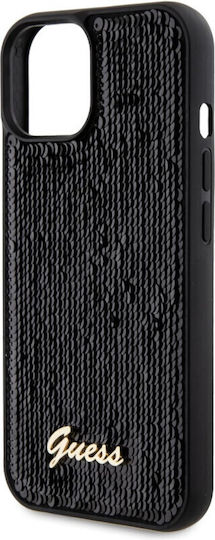 Guess Sequin Script Metal Back Cover Πλαστικό Μαύρο (iPhone 15)