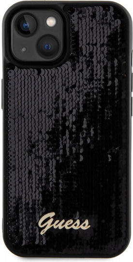 Guess Sequin Script Metal Back Cover Πλαστικό Μαύρο (iPhone 15)