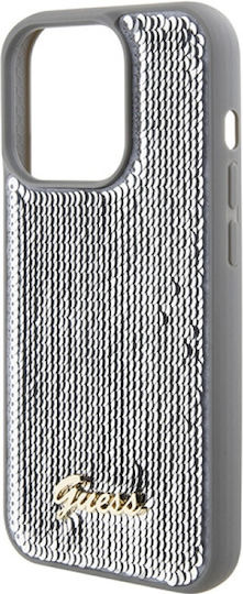 Guess Sequin Script Metal Umschlag Rückseite Kunststoff Gray (iPhone 15 Pro)