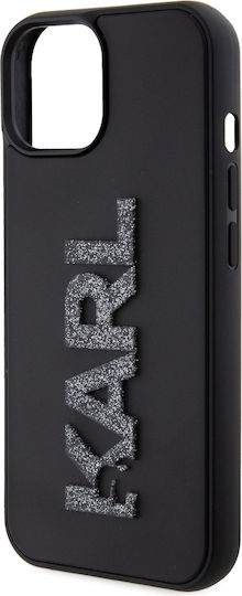 Karl Lagerfeld 3d Logo Glitter Umschlag Rückseite Kunststoff Schwarz (iPhone 15)