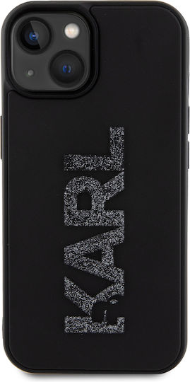 Karl Lagerfeld 3d Logo Glitter Umschlag Rückseite Kunststoff Schwarz (iPhone 15)