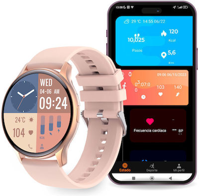 Ksix Core Aluminium Smartwatch with Heart Rate Monitor (Pink)