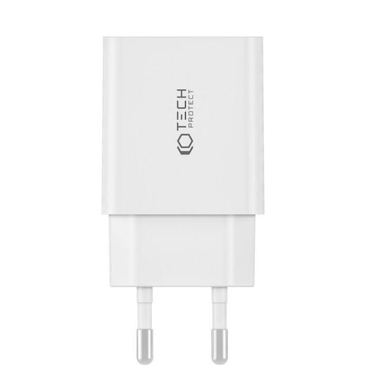 Tech-Protect Φορτιστής με 2 Θύρες USB-C και Καλώδιο USB-C - Lightning 35W Power Delivery Λευκός (C35W)