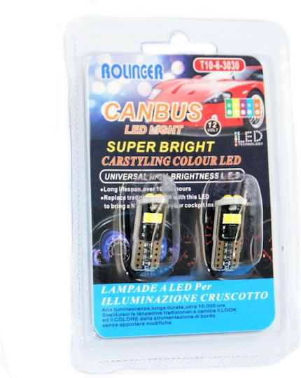 Rolinger Λάμπες Αυτοκινήτου T10 Canbus LED 12V 2τμχ