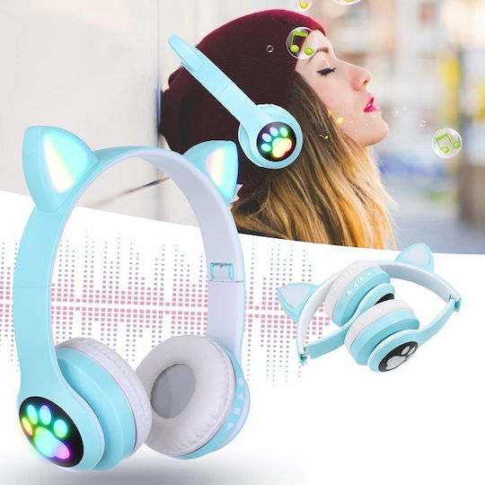 VIV-23M Cat Ear Kabellose Bluetooth Kinder Am Ohr Kopfhörer mit Radio mit 6 Stunden Betriebszeit Hellblau