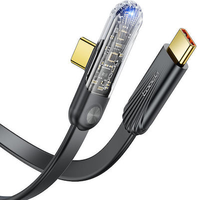 Toocki Angle (90°) / Flat USB 2.0 Cable USB-C male - 100W Black 1m