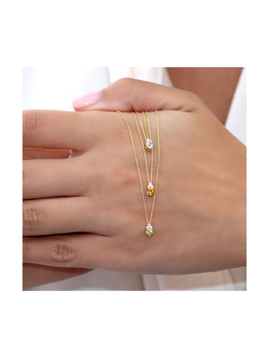 Citrine Necklace from Gold 14K with Diamond