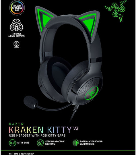 Razer Kraken Kitty V2 Over Ear Gaming Headset with Connection USB