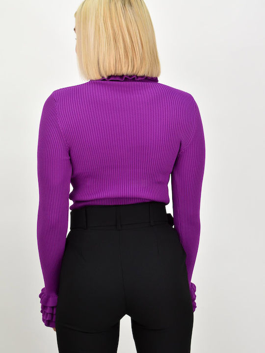 Potre Women's Blouse Long Sleeve Turtleneck Purple