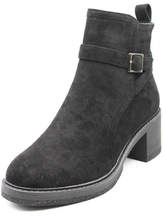 Plato Wildleder Damen Knöchelstiefel Schwarz