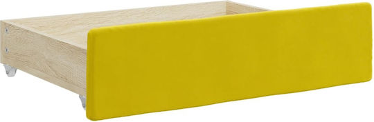 Sofa Bed Single Upholstered with Fabric Yellow with Slats & Mattress 100x200cm