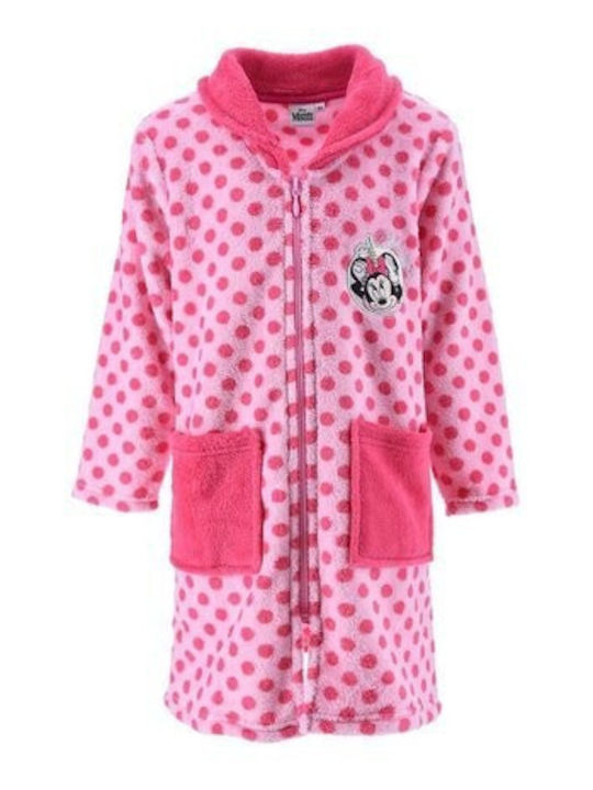 Disney Minnie Mouse Kids Robe Winter Fleece Pyjama Pink