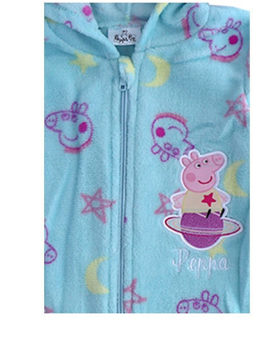 Peppa Pig Kinder Einteiliger Schlafanzug Winter Fleece Türkis