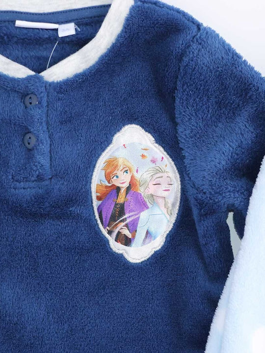 Disney Παιδική Πιτζάμα Χειμωνιάτικη Fleece Navy Μπλε Frozen