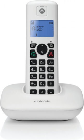 Motorola T401+ Безжичен Телефон с Българско Меню Бял