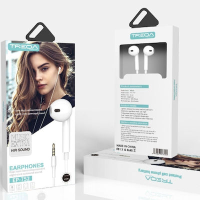 Treqa EP-752 Earbuds Freihändig Kopfhörer mit Stecker 3.5mm Weiß