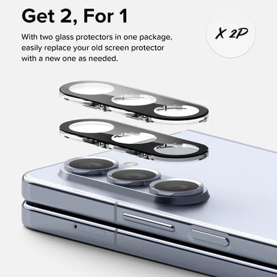 Ringke 2 Pack Cover Προστασία Κάμερας Tempered Glass Μαύρο για το Galaxy Z Fold5