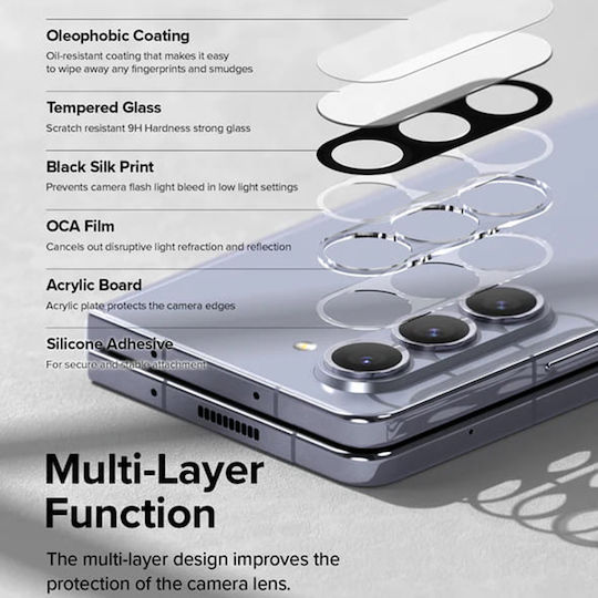 Ringke 2 Pack Cover Προστασία Κάμερας Tempered Glass Μαύρο για το Galaxy Z Fold5