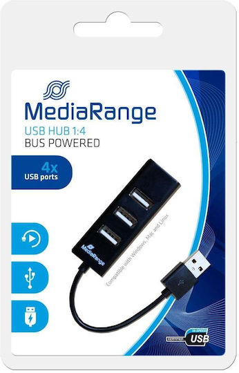 MediaRange v2 USB Hub 4 Ports USB 2.0 with USB-A Connection