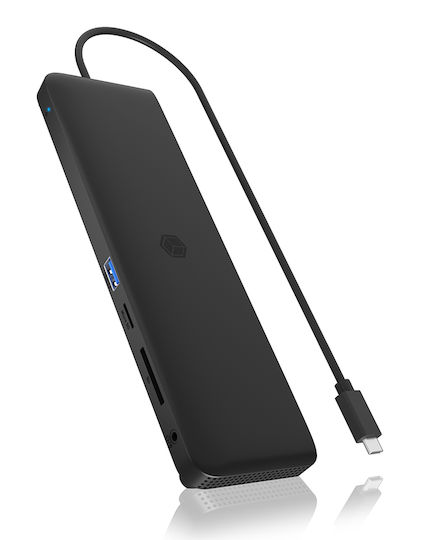 Icy Box USB-C Docking Station με HDMI/DisplayPort 4K PD Ethernet και σύνδεση 3 Οθονών Μαύρο (IB-DK2116-C)