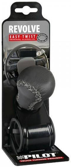 Lampa Lazy Car Steering Wheel Lazy Steering Wheel Cover Rotating Leather Black with Gray Stitching 20-40mm