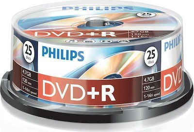 Philips Εγγράψιμα DVD+R 16x 4.7GB Cake Box 50τμχ