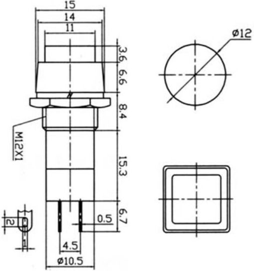 Ultimax Pb303b Διακόπτης Μπουτόν Κόκκινο