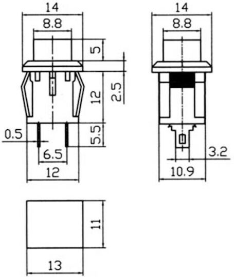 On-Off switch Pushbutton Green 1pcs