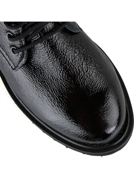 Women's Patent Leather Oxford Shoes Black