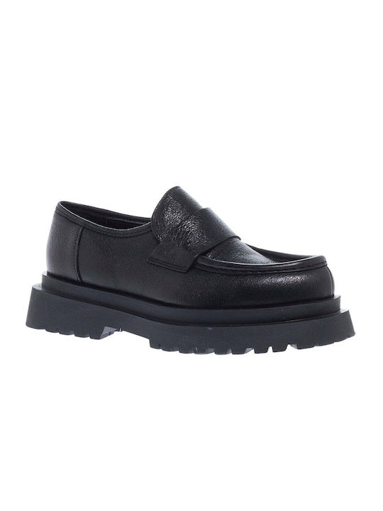 Marco Ferretti Leather Women's Loafers in Black Color