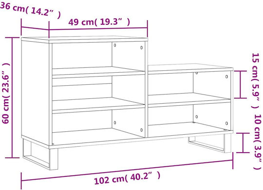 Suport pentru pantofi Beton L102xW36xH60cm