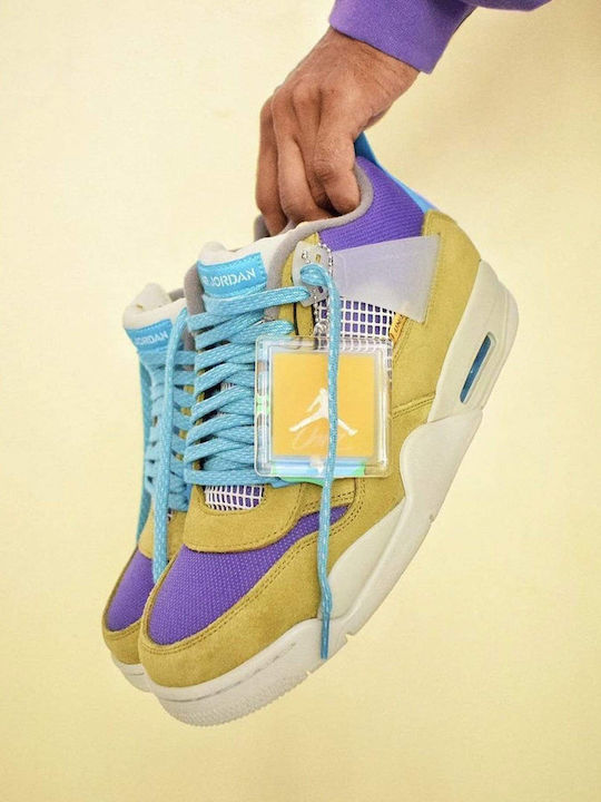 Air  4 Retro Union LA Мъжки Ботуши Desert Moss / Turquoise / Dark Iris