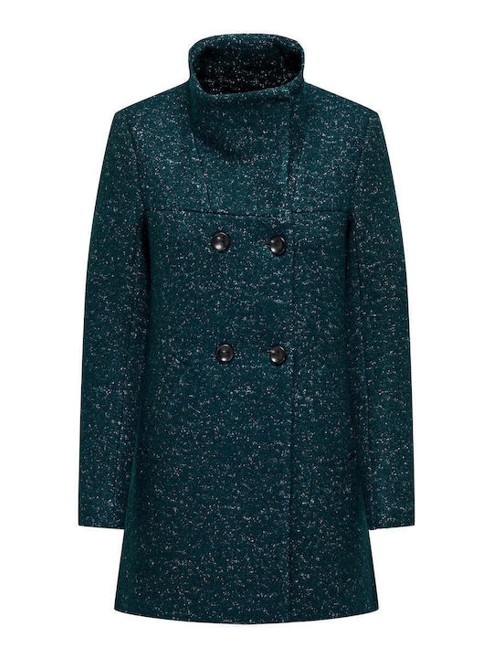 Women's Green Coat with Buttons