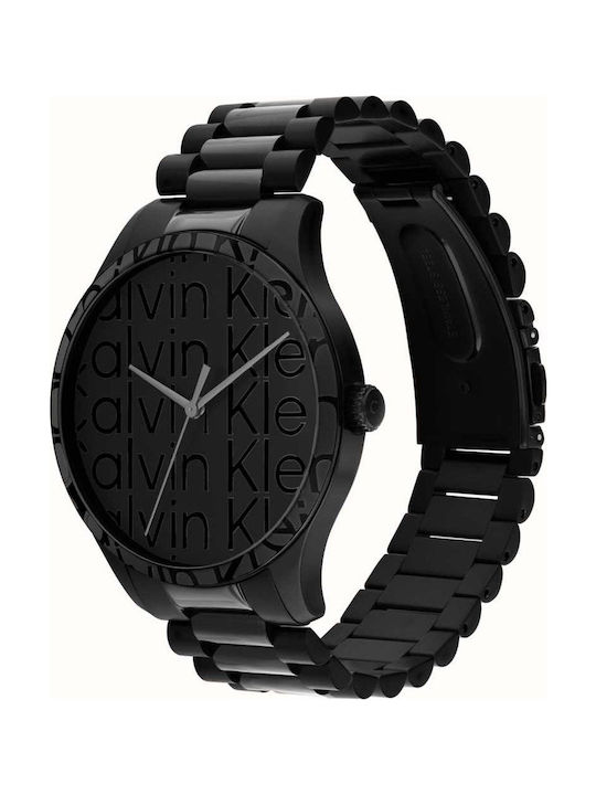 Calvin Klein Iconic Ανδρικό Ρολόι 42mm Χρονογράφος Μπαταρίας με Μαύρο Μεταλλικό Μπρασελέ