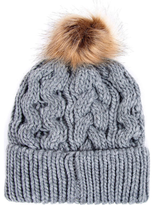 Penshaw Pom Pom Beanie Unisex Beanie Knitted in Gray color