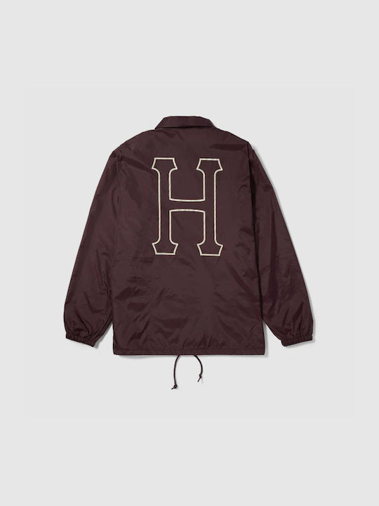 HUF Herren Winter Jacke Lässig Burgundisch