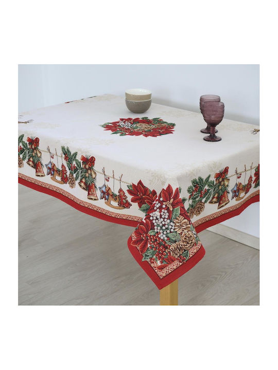 Dimeco Christmas Tablecloth Fabric Red L180xW140cm 1pcs