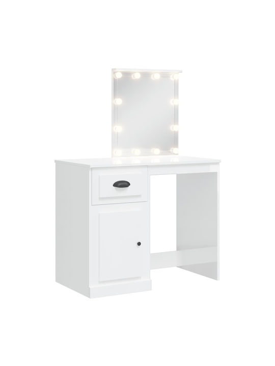 Wooden Makeup Dressing Table White with Mirror 90x42x132.5cm