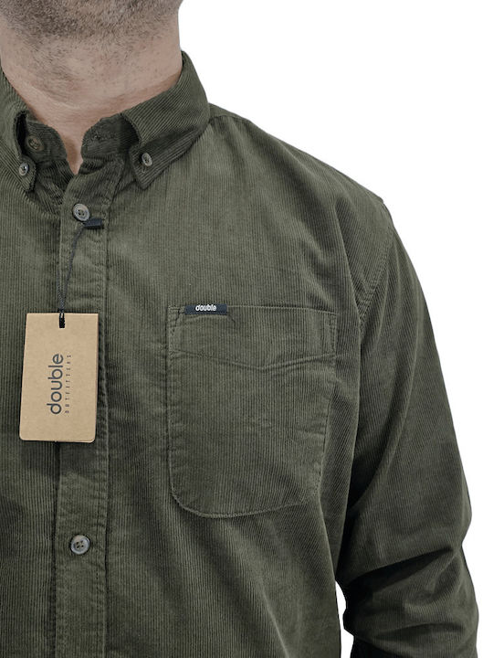Long-sleeved Corduroy Shirt Khaki
